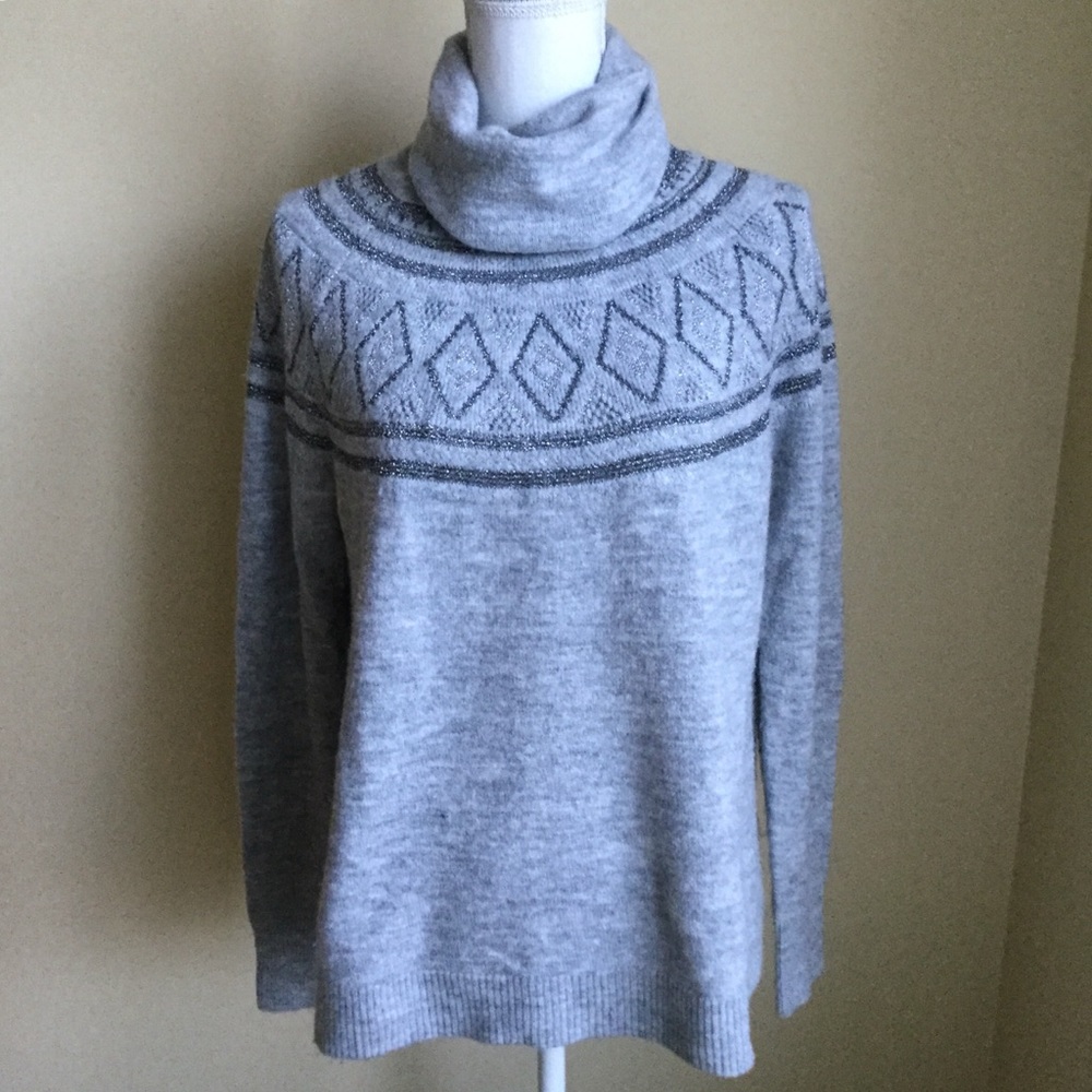 Gray and silver turtleneck sweater size medium
